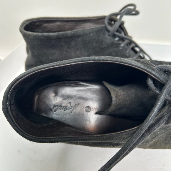 MARSELL Rare Lace Up Suede Chunky Heeled Oxford Booties Distressed Look Sz 37.5 - Picture 5 of 8